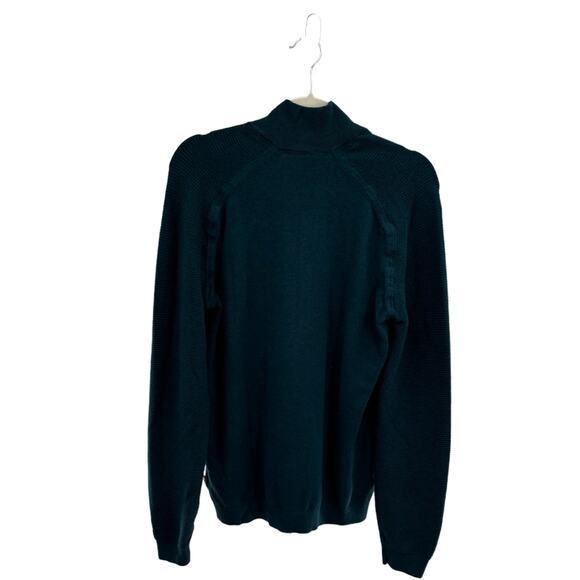 Ted Baker Justrun Teal Link Stitch Funnel Neck Sweater - Picture 8 of 12